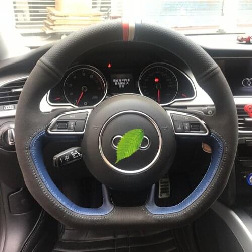 Steering wheel cover for Audi 18 models A4L A6L Q3 Q5 Q7 A3 high-grade leather Premium suede leather hand-sewn grip cover