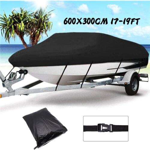 Black Waterproof Yacht Boat Cover 11- 22FT Barco Boat Cover Anti-UV Heavy Duty 210D Marine Trailerable Canvas Boat Accessories