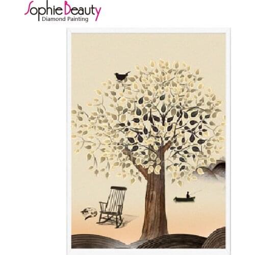 Diy diamond painting cross stitch mosaic handmade beaded embroidery tree birds hobby arts crafts sewing point needlework kit