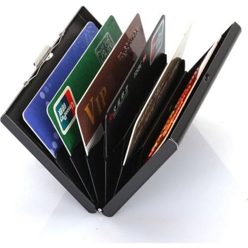 Men Stainless Steel Credit Card Box Holder Slim Anti Protect Travel ID Cardholder Women Rfid Wallet Metal Case Porte Carte