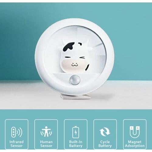 Human Body Induction Night Light Smart Home Life Unplugged Electric Automatic Control Bedside Bedroom Pet Shape Wall Night Lamp