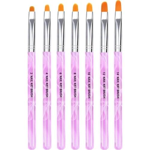 652C 7 PCS UV Gel Nail Brushes Acrylic Nail Tips Builder Brush Pen Drawing Brushes Pen Tool Set with Sea Wave Handheld