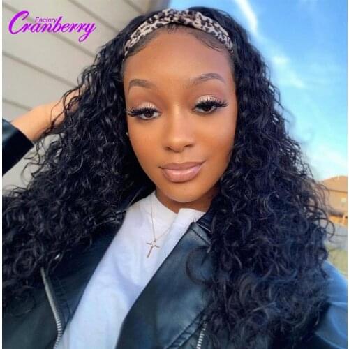 Cranberry Hair Peruvian Jerry Curly Headband Wig Human Hair Wigs For Black Women Affordable Remy Headband Wigs Beginner Friendly