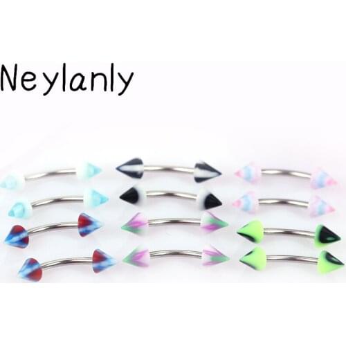 10pcs/lot Eyebrow Piercing Punk Banana Ring Mix Colors Body Piercing Jewelry Stainless Steel Nose Eyebrow Tragus Rings Ear Bar
