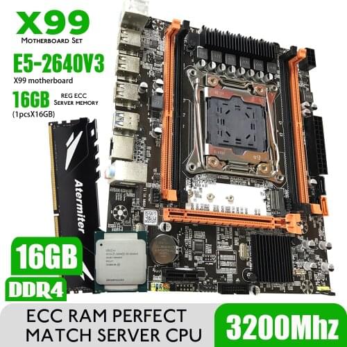 Atermiter X99 PC4 DDR4 D4 motherboard set with Xeon E5 2640 V3 LGA2011-3 CPU 1pcs X 16GB = 16GB 2666MHz DDR4 REG ECC RECC memory
