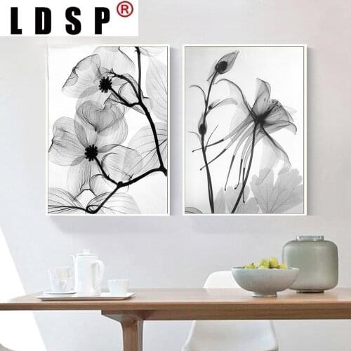 LDSP Black White Abstract Orchid Flower Canvas Painting Wall Art Print Poster Picture Modern Living Room Home Decor