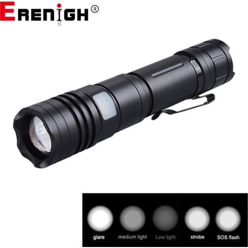 Zoomable Tactical Flashlight 5 Modes XML2 Camping Lantern Clip Dual Switch Power Indicator USB Charging 18650 Powered LED Torch