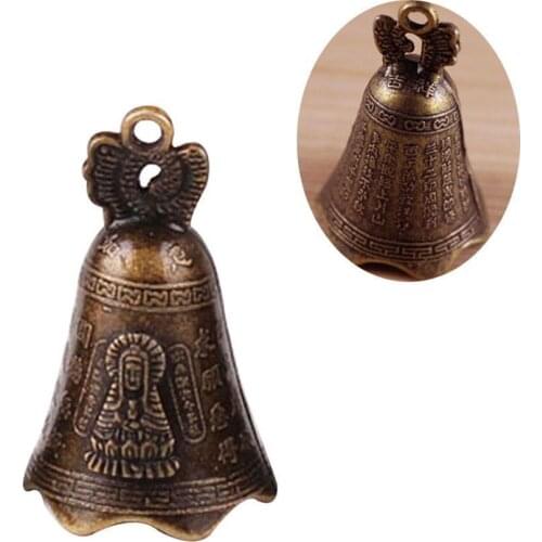 Antique Bell Chinas mini Brass Copper sculpture pray Invitation Feng Bell Shui Buddha Guanyin Bell Buddhism