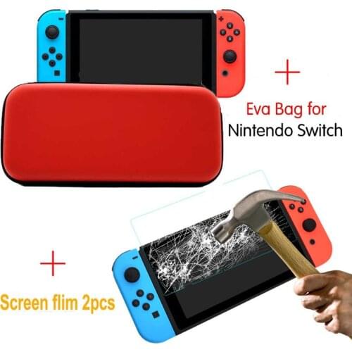 Game Machine Accessories Set 1 pc Storage Bag + 2 pcs Tempered Glass Screen Protectors For Nintend Switch N-Switch