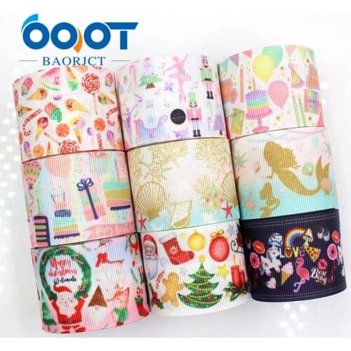OOOT BAORJCT G-18716-620,38 mm,10 yards Cartoon Ribbons Thermal transfer Printed grosgrain Wedding Accessories DIY material