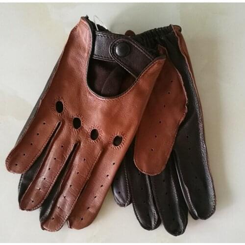 2020 Latest Mans Real Leather Gloves Thin Breathable Non-Slip Locomotive Wind Sheepskin Leather Driving Gloves Male M023W-4