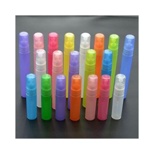 20pcs/lot 5ml 10ml Frost Plastic Spray Bottle Perfume Pen Tubes Empty Cosmetic Liquid Packing Atomizer Free Shipping