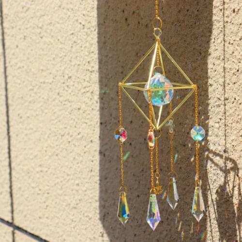 Hanging Crystal Wind Chimes Sun Catchers with Crystal Pendant Light Catcher Rainbow Maker Crystal Chandelier Ornament Home Decor