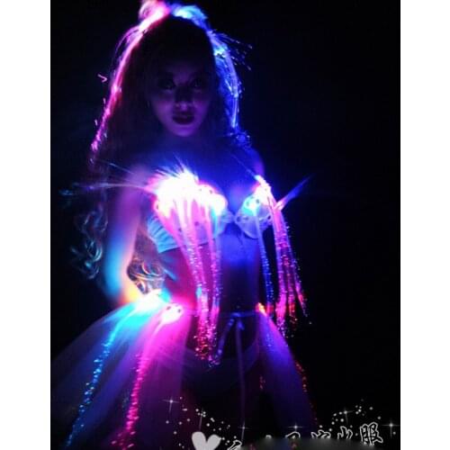 Sexy led luminous bikini headwear nightclub dj ds dance team gogo light up headdress party costumes