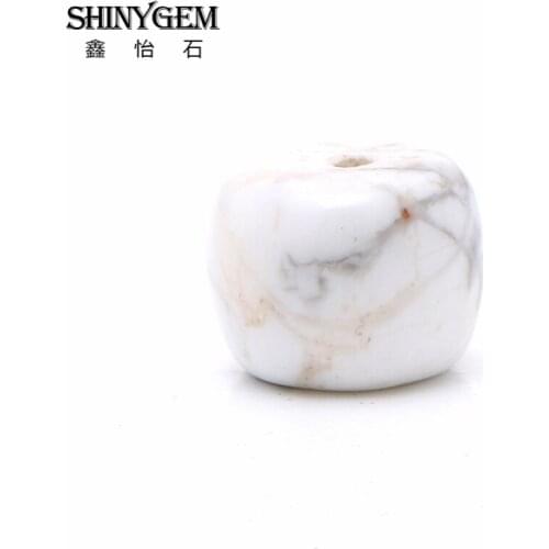 SHINYGEM 2020 Natural Stone 5x8mm8x10mm Semi-Precious Charm Howlite Loose Spacer Bead for DIY Jewelry Making Wholesale 20pcs