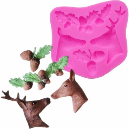 Deer head candy embossed silicone mold DIY cakes dessert baking tools handmade chocolate soap mold cakes pastry decoration mold