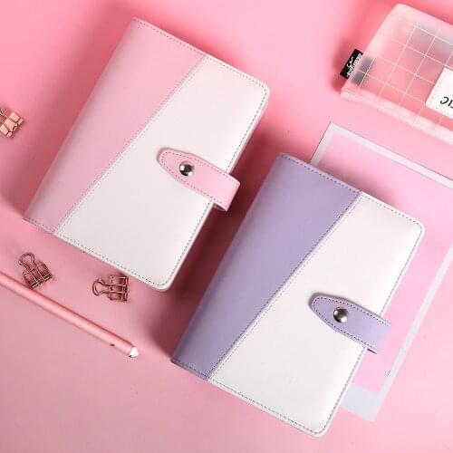 A6 Leather Loose Leaf Refill Notebook Cover Spiral Binder Macaron Colourful Planner Book Replacement Cover Kawaii Stationary