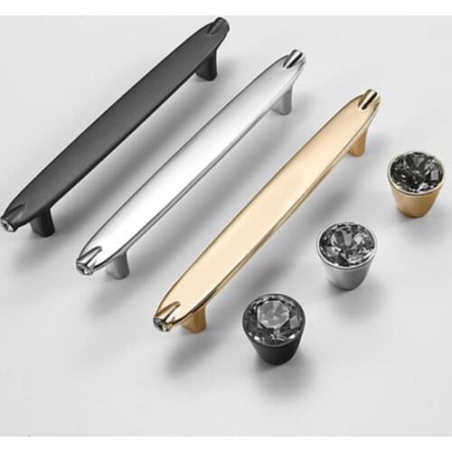 Modern minimalist handle gold light luxury Nordic cabinet wardrobe door handle black furniture drawer cabinet single handle