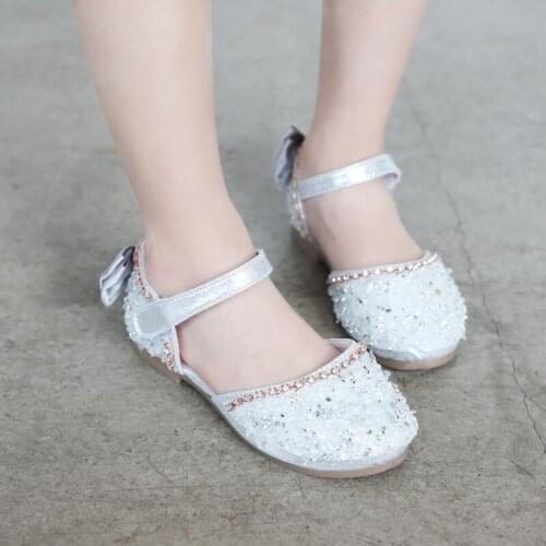 Shoes Children Kids Flats Girls Dress Shoes 2020 Spring Summer Fashion Soft Shoes For Wedding Party Dancing Bow-knot Rhinestone