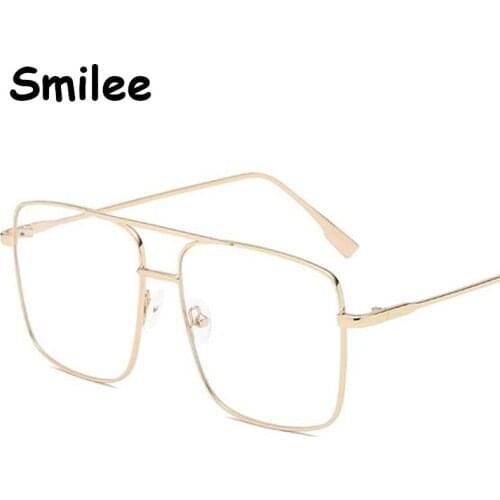 Vintage Gold Metal Frame Eyeglasses Mens Womens Sun Glasses Retro Square Optical Spectacles Eyewear Overszied Clear Lens Glasses