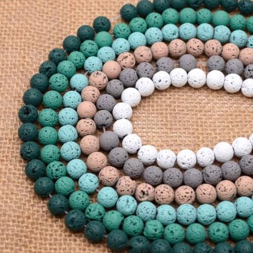 Yanqi 1strand/lot 8mm Natural Stone Bead Colorful Rock Lava Beads loose Space Bead For Jewelry Making DIY Bracelet Necklace 15"