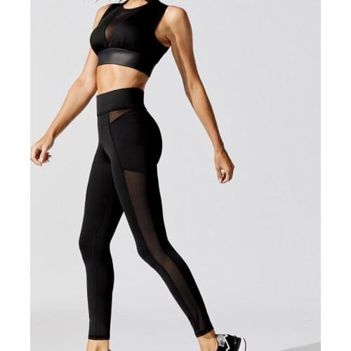 Women Leggings Fitness Yoga Pants Skinny Sports Gym Running Mesh Patchwork Yoga Elasticity Athletic Solid Daily Pants Trousers