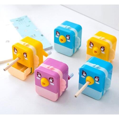1PCS Creative Cartoons Cute Bird Shape Pencil Sharpener Stationery Student Fun Hand Cranked Pencil Sharpener Child Gifts Office