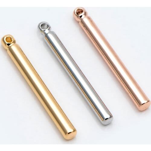 10pcs Gold/ Rhodium Tube Charms 20x2mm, Gold Plated Brass Bar Stick Pendants (GB-270)