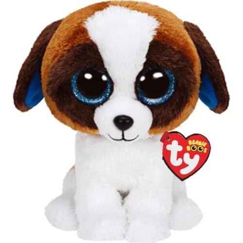 15 CM Ty Beanie Big Eyes Duke Blue-eyed Brown Puppy Cute Plush Toy Stuffed Dog Doll Christmas Birthday Gift for Boys and Girls