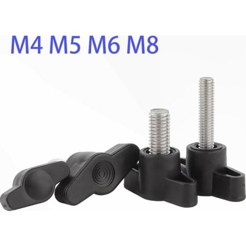 2/4pcs M4 M5 M6 M8 304 Stainless Steel Plum Bakelite Hand Tighten Screw / Butterfly Plastic Head Hand Knob Screw T-Handle Screw