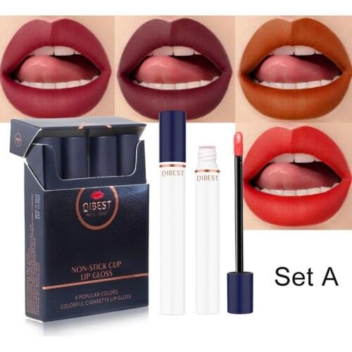 3/4pcs Cigarette Capsule Sexy Easy Coloring Long Lasting Matte Lipstick Set Waterproof Non-stick Cup Pigment Lip Gloss Cosmetic