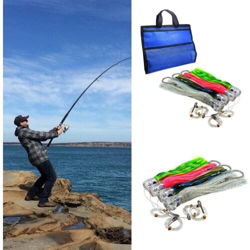 4 Pcs 11inch Octopus Skirt Baits Realistic Bright Color Acrylic Head Portable Deep Concave Head Trolling Lures for Fishing Lover