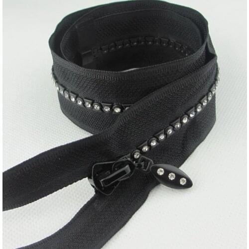 5# 60/70cm fashion A Rhinestone Zipper Lightning Shiny diamond Zippers Open-End For Sewing DIY Jacket bag Coat Accessorise