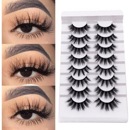 8 Pairs/ Set False Eyelashes 3D Mink Lashes False Eyelashes Long Lasting Anti-allergies Cosmetic Natural Look Mink Flase Lashes