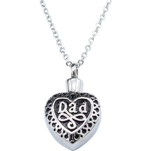A new family heart memorial dad urn necklace open heart DAD pendant