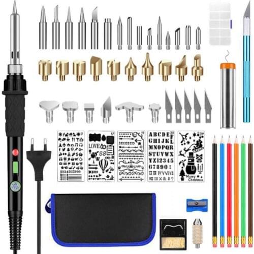 Wood Burning Art Kit Carving Pyrography Pen Kit 60W Adjustable Temperature Soldering Iron Welding Wood Embossing Burning set