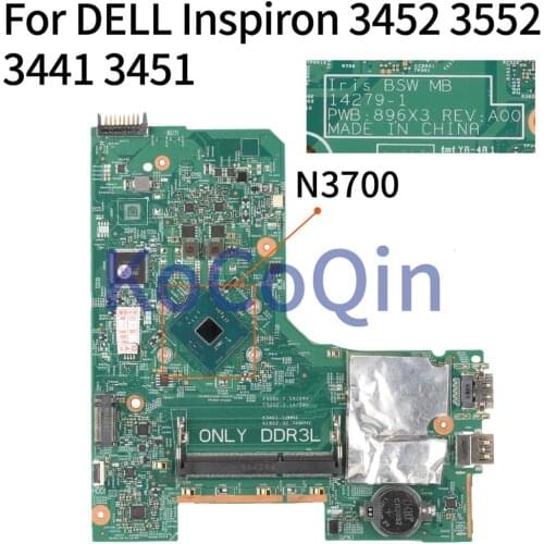 KoCoQin Laptop motherboard For DELL Inspiron 3452 3552 3441 3451 SR29E N3700 Mainboard 14279-1 CN-0JX7F0 0JX7F0 CPU