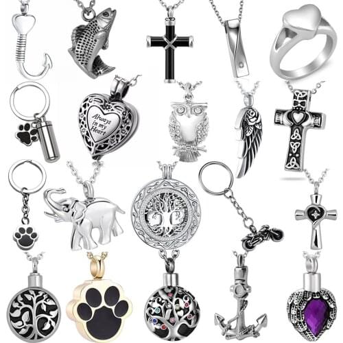 Stainless Steel Fashion Cremation Jewelry Urn Necklace for Ashes Urn Jewelry Rich styles Memorial Keepsake Pendant Locket