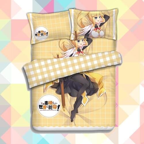 Anime Cartoon Kono Subarashii Sekai ni Shukufuku wo Quilt Cover Bedding Set With Pillow Cases Duvet Cover Set 4pc 201600302