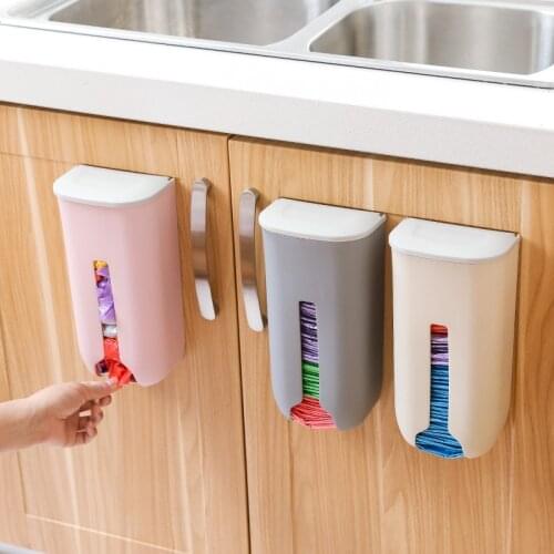 Wall Mount Grocery Bag Dispenser Kitchen Grocery Plastic Bag Holder Organizer Dispenser Self-Adhesive Plastic Bag Saver