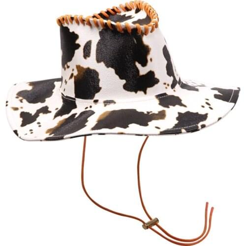 2021New Autumn winter Hot girls hats Western Style Tiara Cowgirl Hat for Women fedoras leather pink cowboy hats Cow pattern Cap