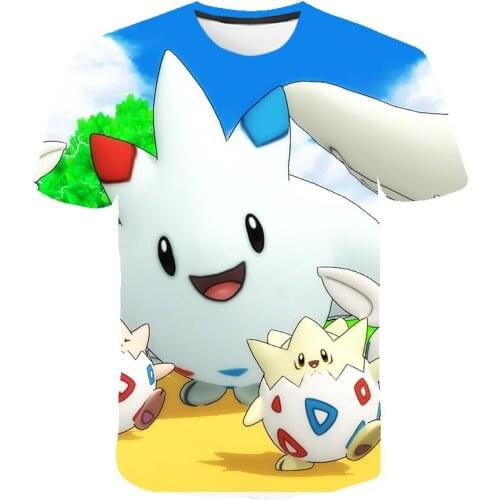 2021 New hot sale Summer Kids Short Sleeve T-shirt 3D Printed Cartoon Pikachued Boys Girls Fashion Casual clothing Tee and Tops