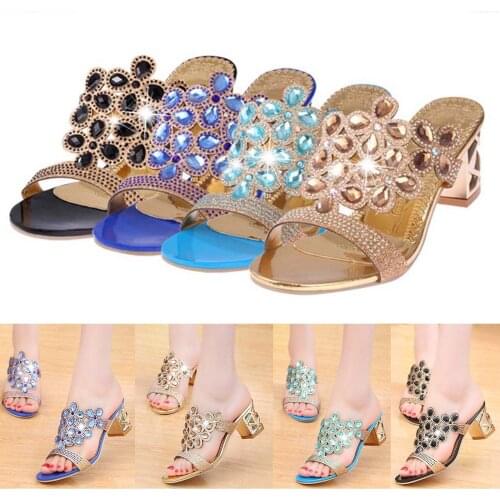 Shoes Rhinestone Sandals Women Summer High Heels Women Shoes Open Toe Sandalias Mujer Plus Size Sandalias De Las Mujeres