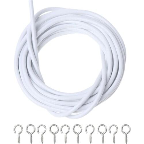 P15F Net Hang 4m Curtain Wire Window Cord Cable String Set With 5 Fish Eyes 5 Hooks