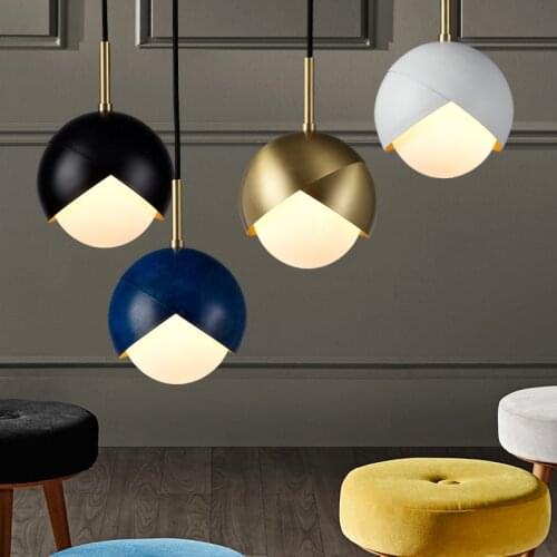 Modern Semicircle Pendant Lights Restaurant Hanging Lamp Bedroom Hanging Lamp Bedside LED Glass Suspension Hanging Copper Light