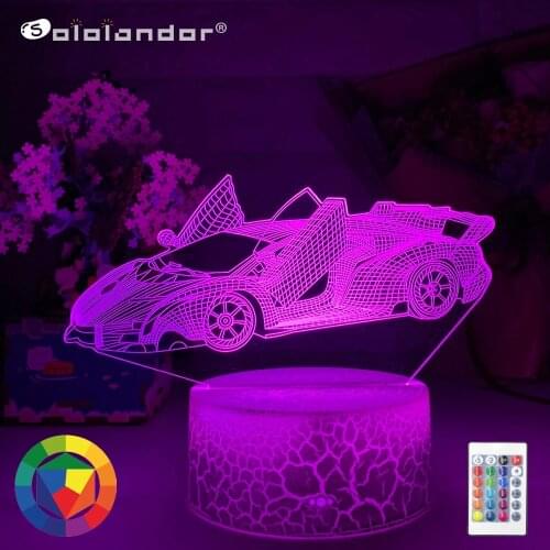 Sports Car 3d Illusion Lamp for Child Bedroom Decor Nightlight Colors Changing Atmosphere Event Prize Led Night Lights Supercar