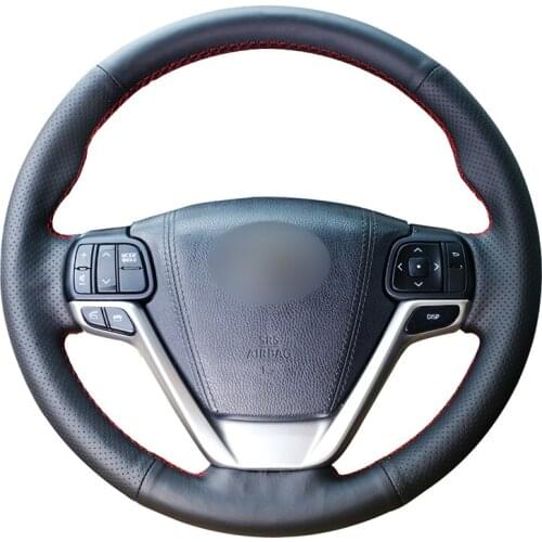 Hand-stitched Artificial Leather Car Steering Wheel Cover for Toyota Highlander 2014 2015 2016 2017 2018 2019 Sienna 2015-2019