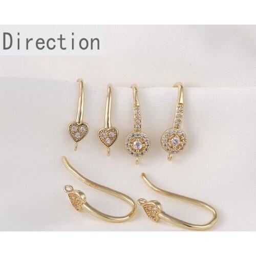 Light luxury retro full diamond zircon love ear hooks diy handmade earrings earrings material accessories