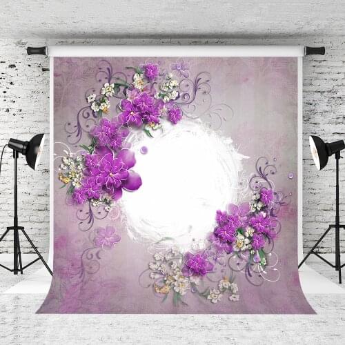 VinylBDS 5X7FT Photography Backdrops Fotografia Big Red Flower Purple Dream Background Backdrop