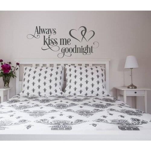 Always Kiss Me Goodnight Wall Decal Bedroom Decor Master Bedroom Wall sticker Romantic Art Vinyl Decor Family Wall Decals G370